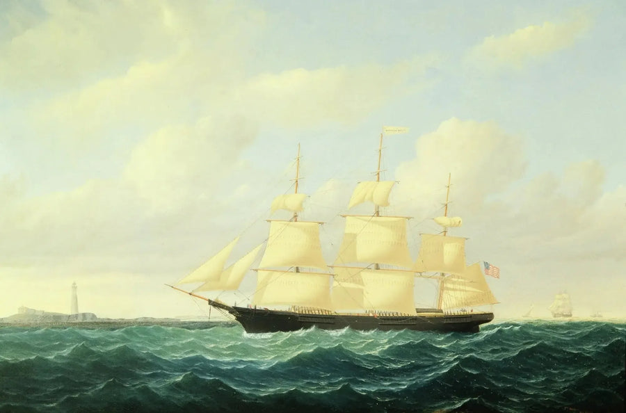 Wellen-Clipper-Schiff vor dem Leuchtturm von Boston - William Bradford