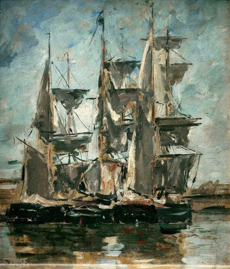 Schiffe in einem Hafen - Eugène Boudin