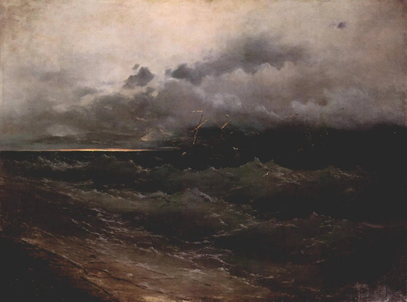 Schiffe auf unruhiger See, Sonnenaufgang - Ivan Aïvazovski