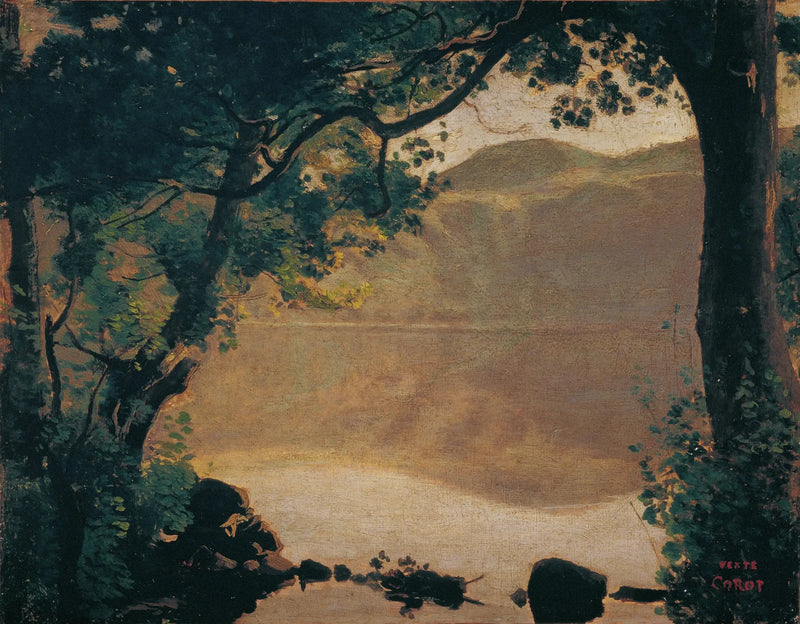 Nemi, der See gesehen durch die Bäume - Jean-Baptiste Camille Corot