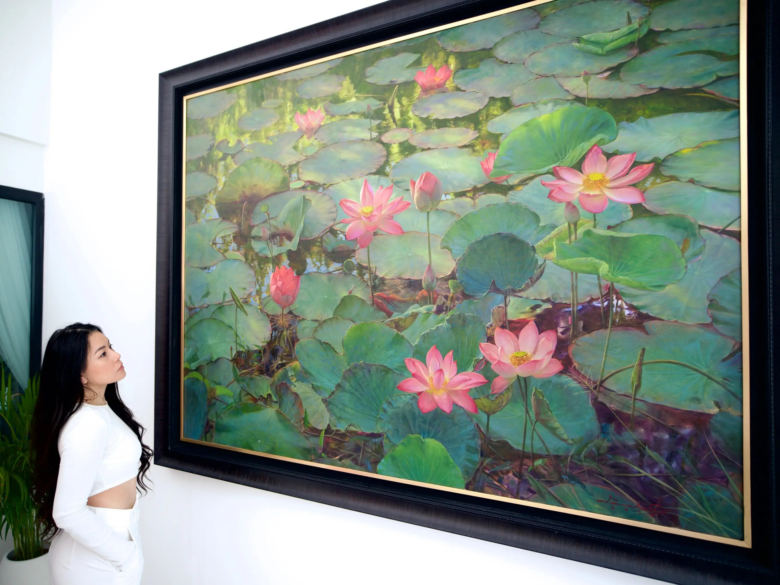 Découvrez Water Lilies and Lotuses II – Somchai | 200 x 150 cm Reproductions de tableaux à la peinture à l’huile