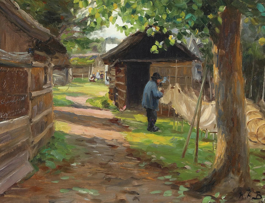 Reinigung der Fischfallen. - H. A. Brendekilde