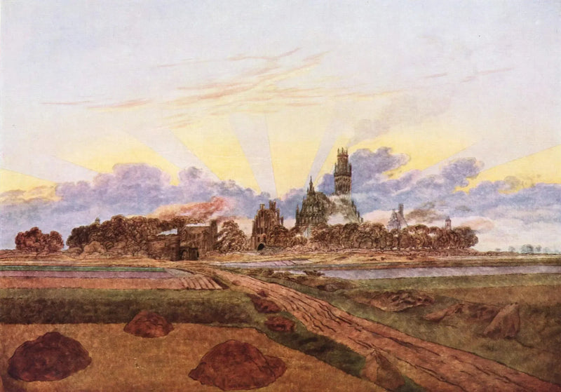 Neubrandenburg in Flammen - Caspar David Friedrich