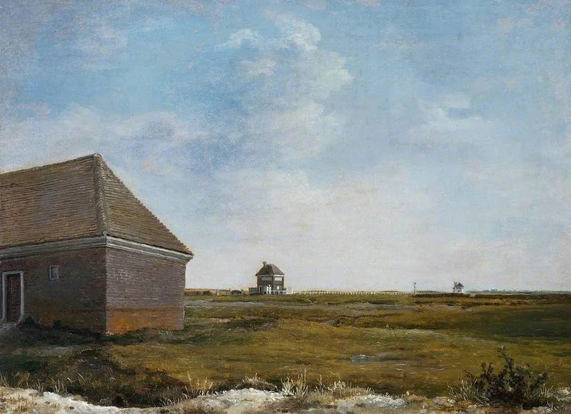 Newmarket Heath, mit einem Haus im Renovierungsprozess - George Stubbs