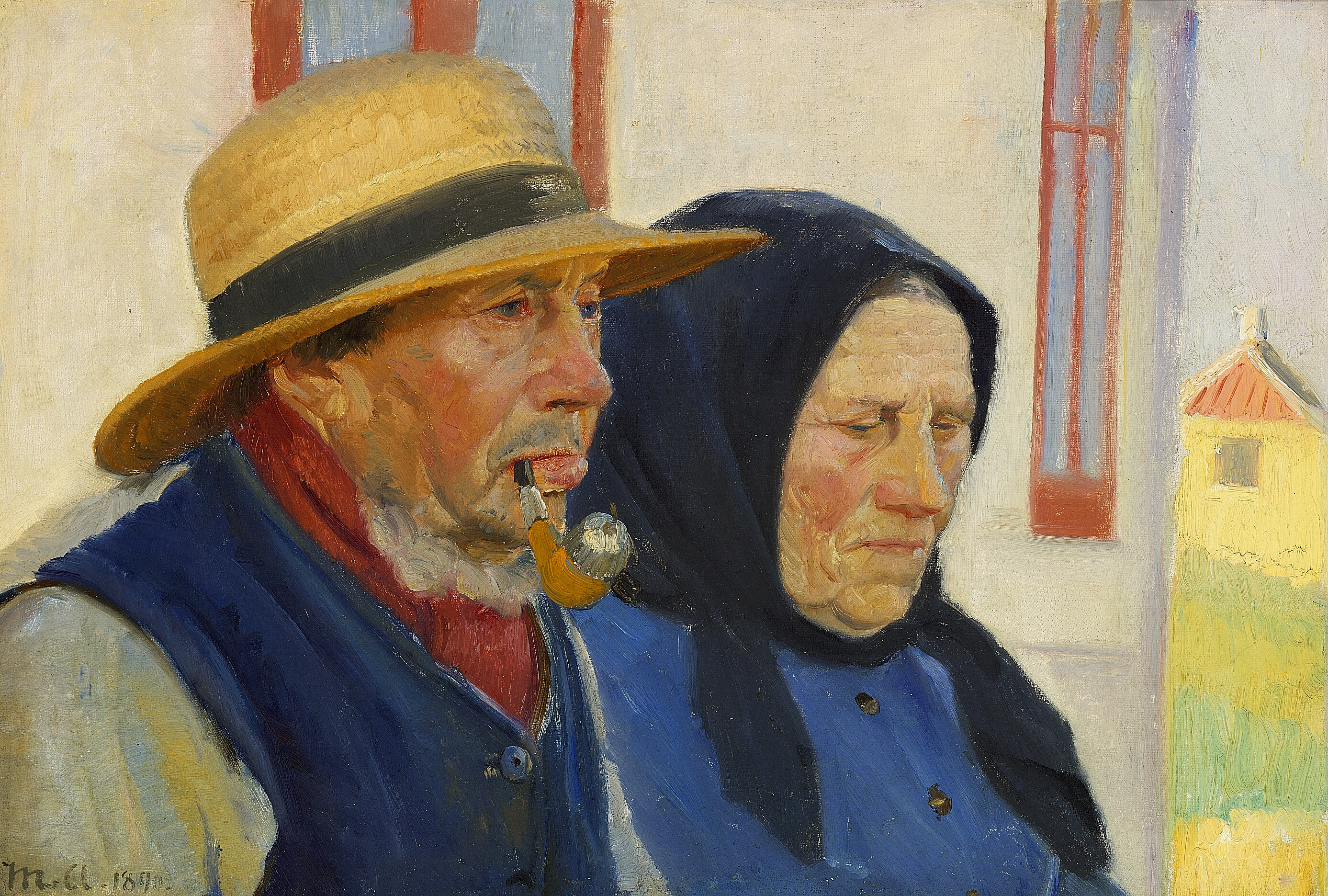 Niels et Ane Gaihede devant leur maison à Østerby. - Michael Peter Ancher image 1 copie peinte à la main à l’huile