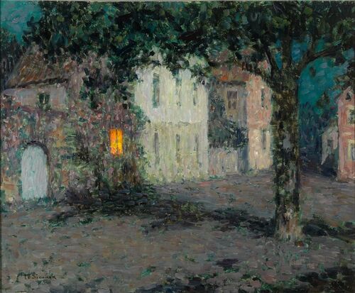 Nocturne im Mondschein in Cherbourg - Henri Le Sidaner