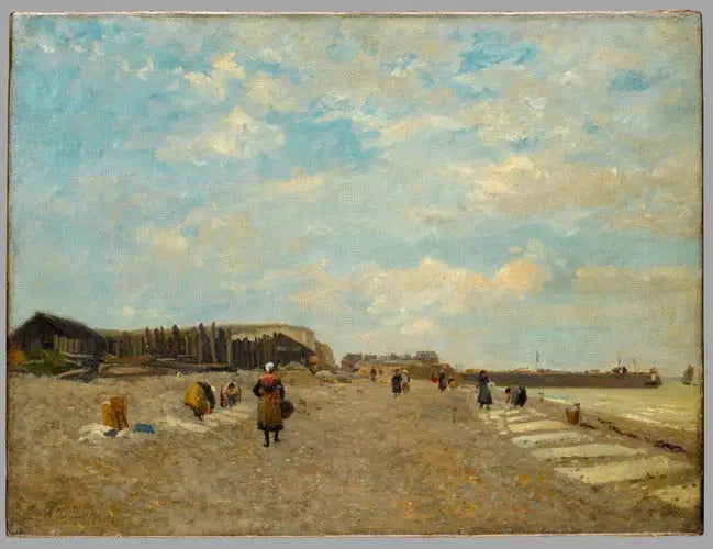 Normannen hängen Wäsche an einem Strand auf - Eugène Boudin