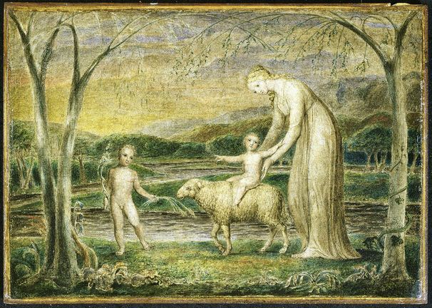 Notre-Dame mit dem Jesuskind auf einem Lamm - William Blake