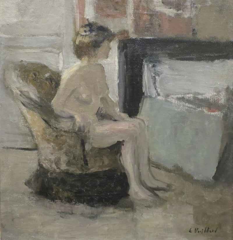 Nu sitzend vor einem Kamin - Édouard Vuillard
