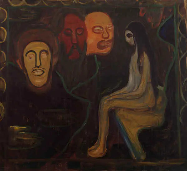 Nu sitzend und Drei männliche Köpfe - Edvard Munch