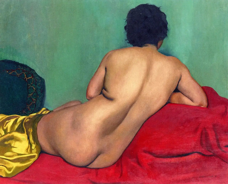 Nu de dos sur un canapé rouge - Felix Vallotton