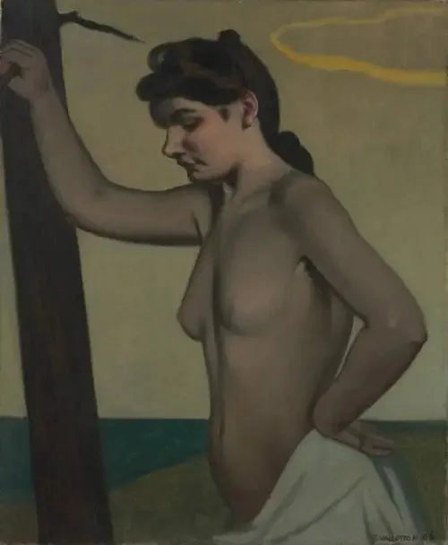 Nu de profil lehnt gegen einen Stamm - Félix Vallotton