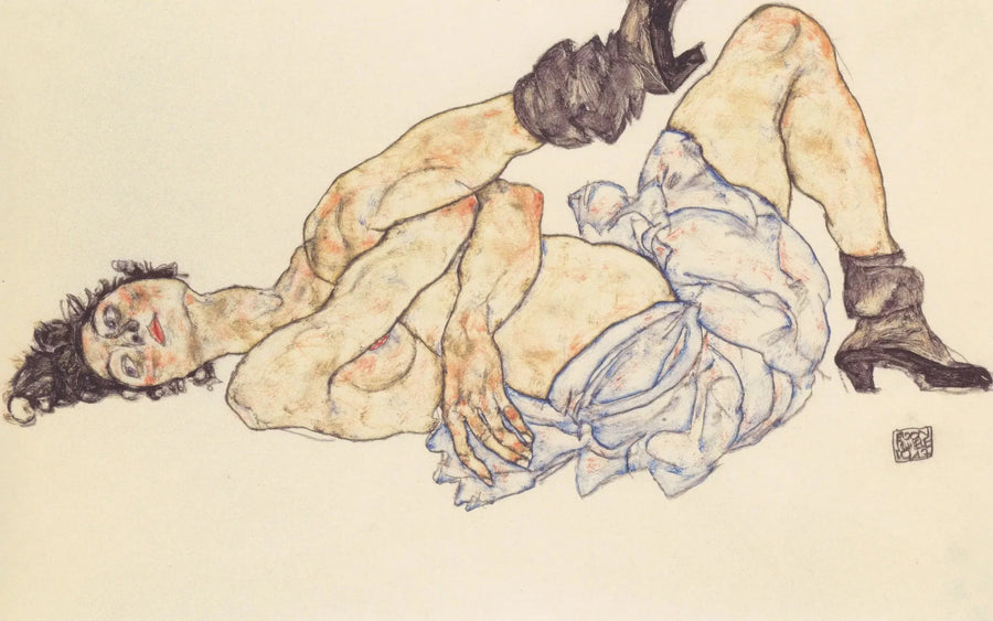 Länglicher weiblicher Akt - Egon Schiele