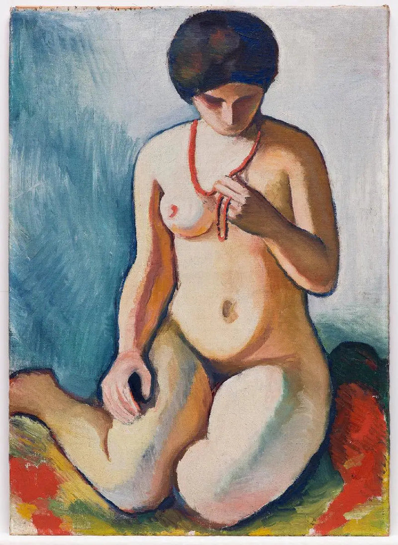 Weiblicher Akt mit Korallenhalskette - August Macke