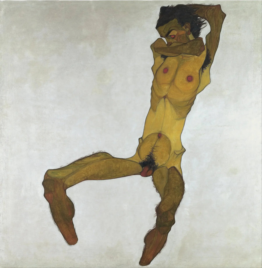 Männlicher Akt im Sitzen (Selbstporträt) - Egon Schiele