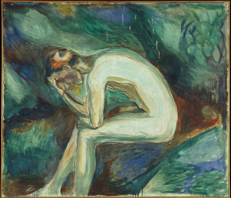 Männlicher Akt, der im Wald sitzt - Edvard Munch