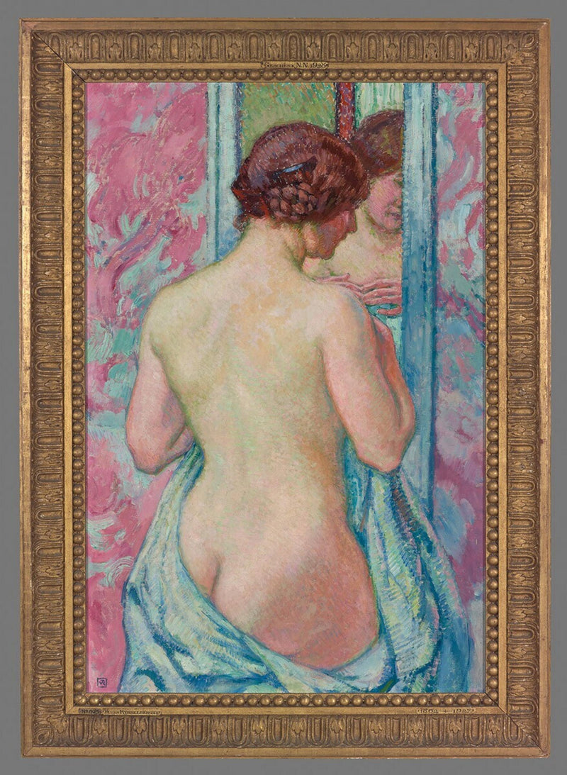 Nacktes Mädchen stehend vor einem Spiegel - Théo van Rysselberghe