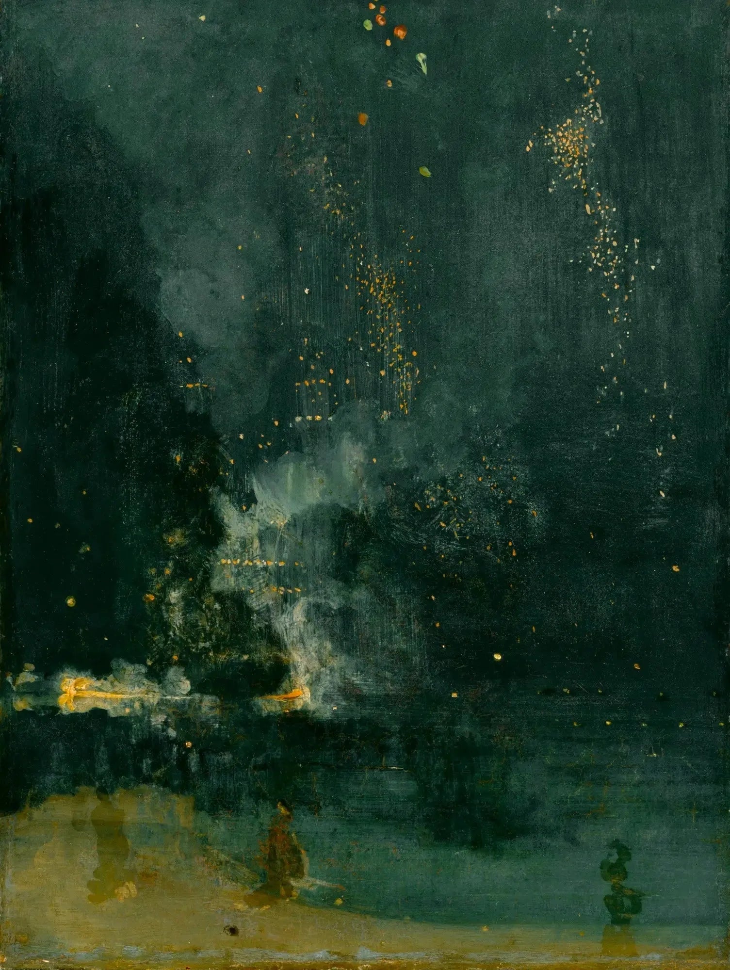 Nuit en noir et or, la fusée qui retombe - James Abbott McNeill Whistler image 1 copie peinte à la main à l’huile
