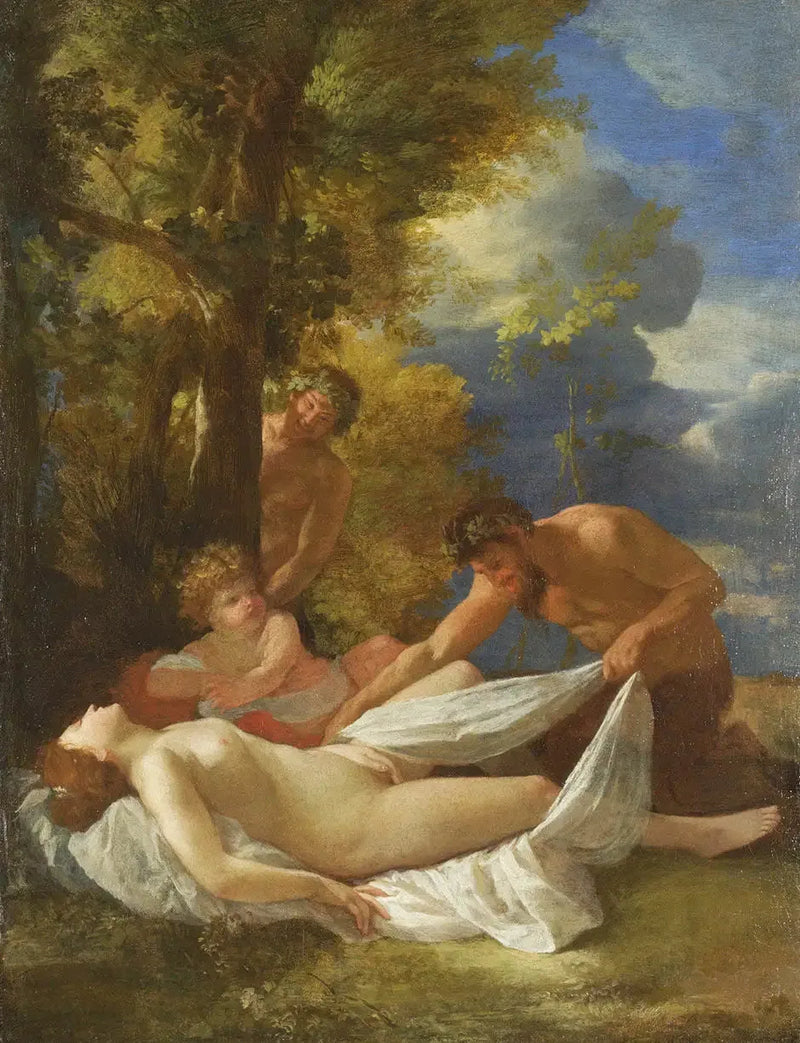Schlafende Nymphe überrascht von Satyrn - Nicolas Poussin