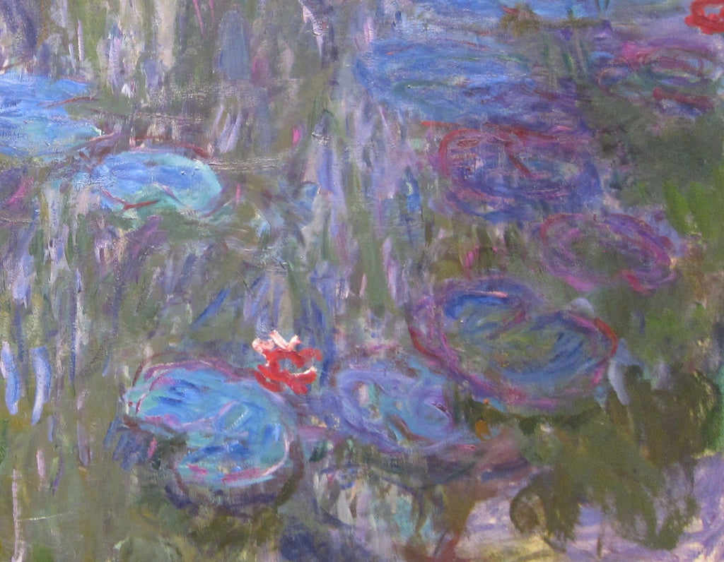 Détail des nymphéas dans Nymphéas, reflets de saule W1860 de Claude Monet