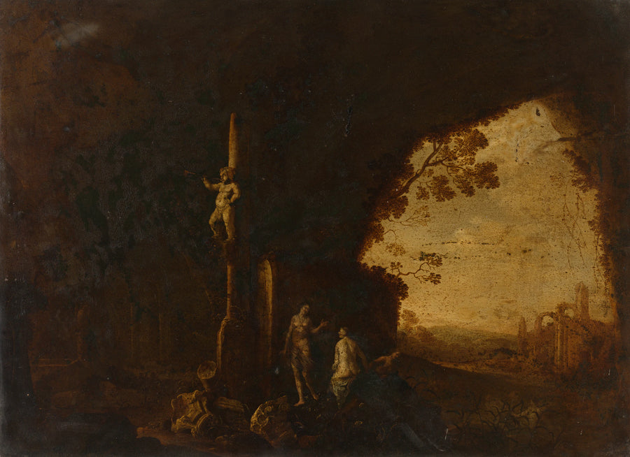 Nymphes dans une grotte aux ruines antiques - Petrus van Hattich