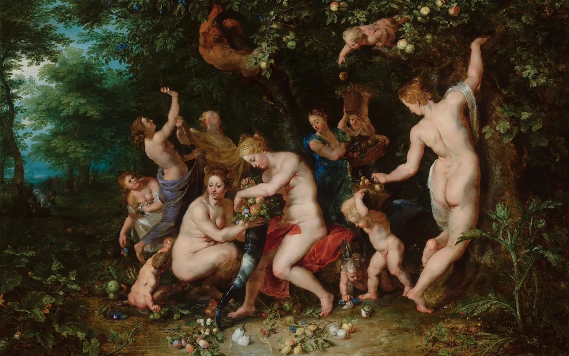 Nymphes remplissant la corne d'abondance - Peter Paul Rubens image 1 reproduction d’œuvre d’art à l’huile