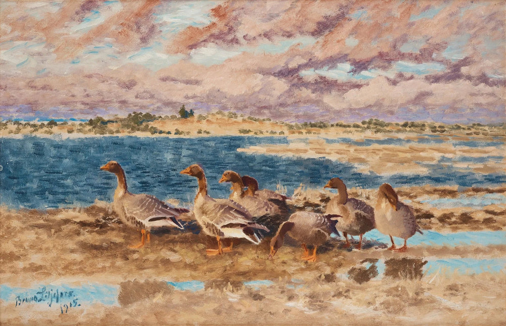 Oies au repos - Bruno Liljefors image 1 reproduction de peinture à l’huile