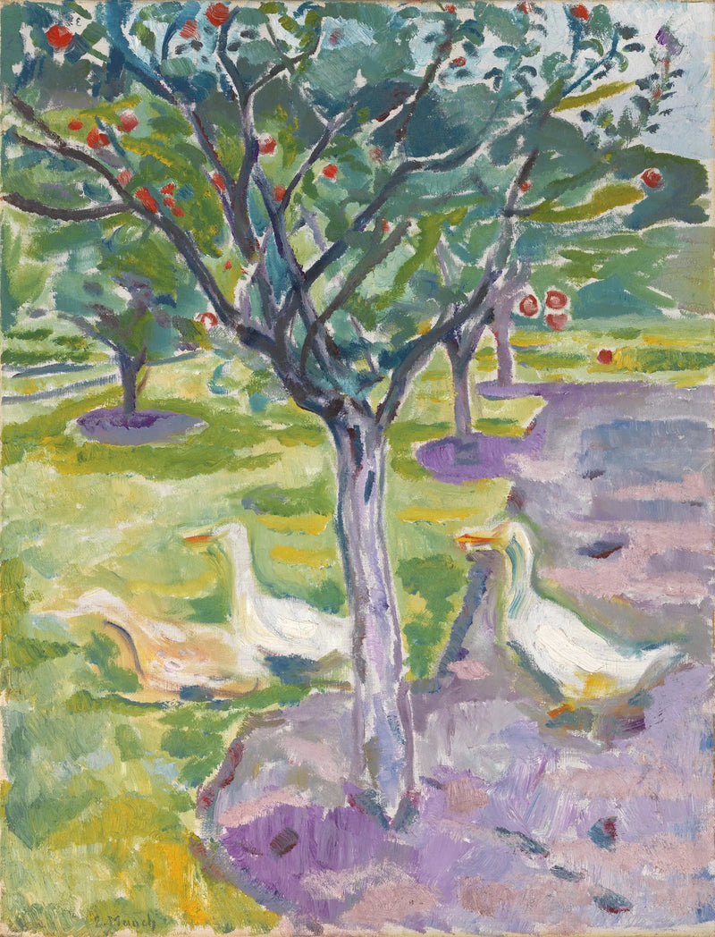 Gänse im Garten - Edvard Munch