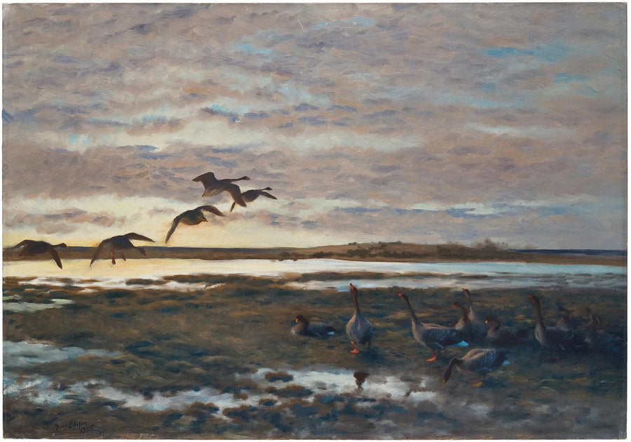 Wildgänse auf dem Feld - Bruno Liljefors