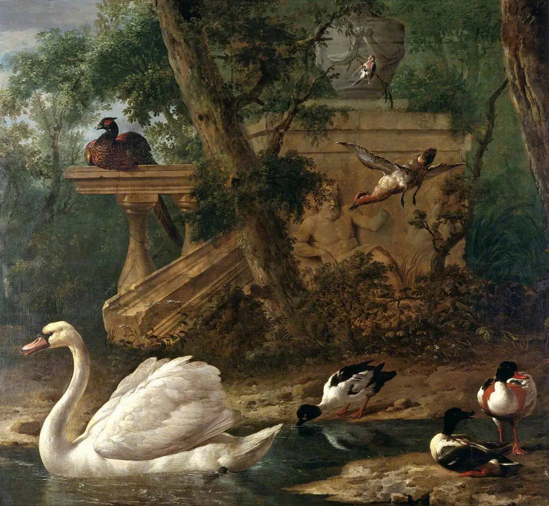 Vögel in einem Garten - Melchior de Hondecoeter