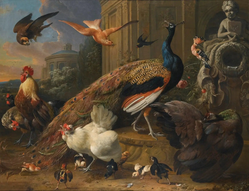 Gestörte Vögel durch einen Falke - Melchior de Hondecoeter