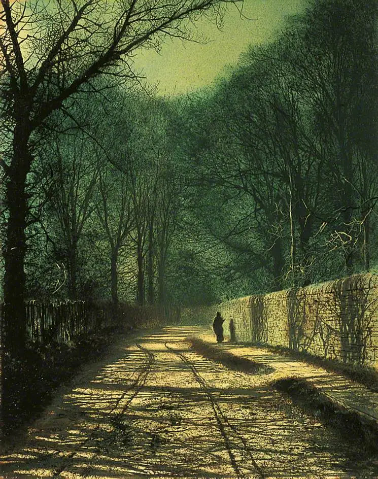 Schatten der Bäume an der Parkmauer, Roundhay, Leeds - John Atkinson Grimshaw