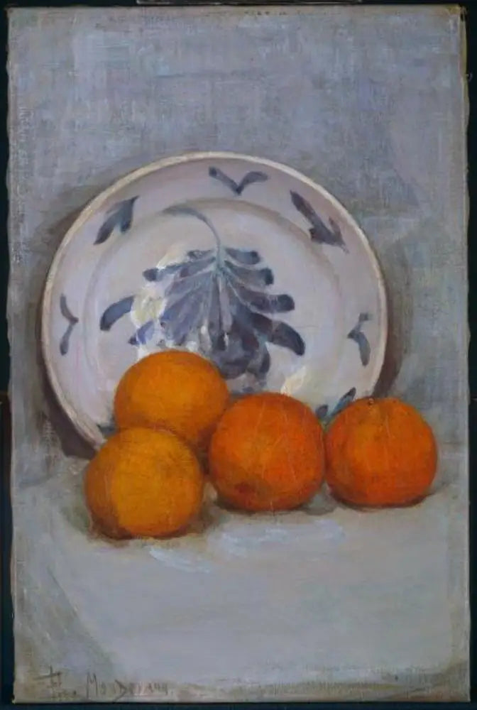 Orangen und dekorierter Teller - Piet Mondrian