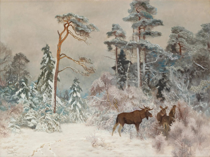 Elch in einer Winterlandschaft - Bruno Liljefors