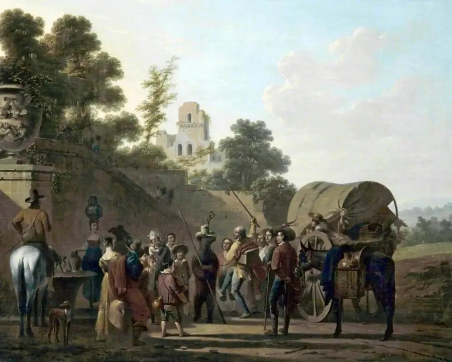 Unsere tanzenden Paare mit Zuschauern in den Ruinen eines Schlosses - Louis-Léopold Boilly