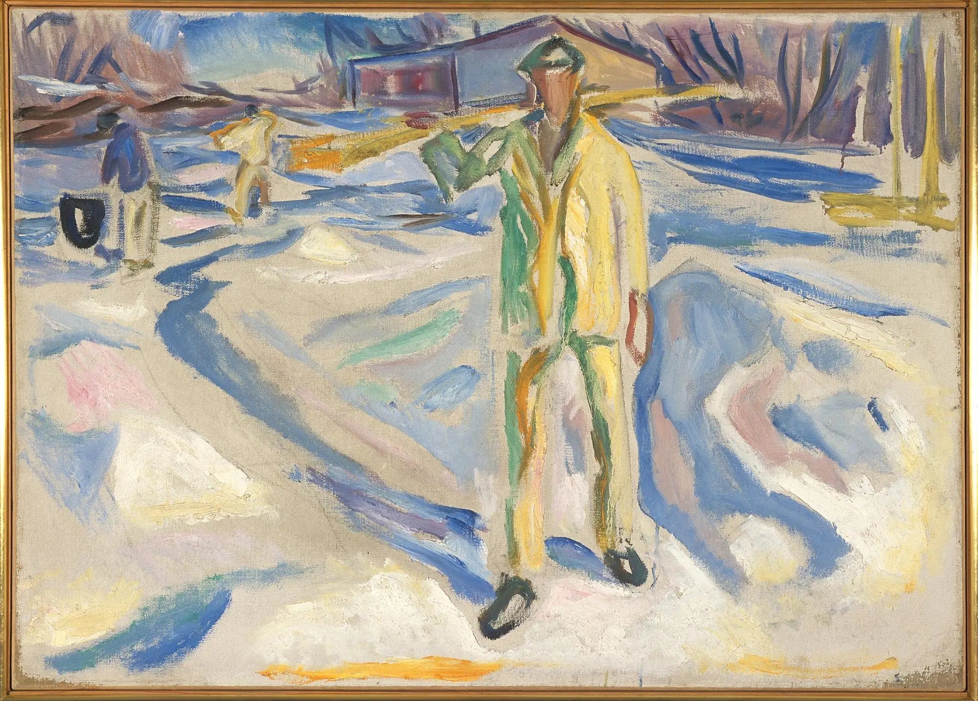 Ouvriers du bâtiment dans la neige - Edvard Munch image 1 copie peinte à la main à l’huile
