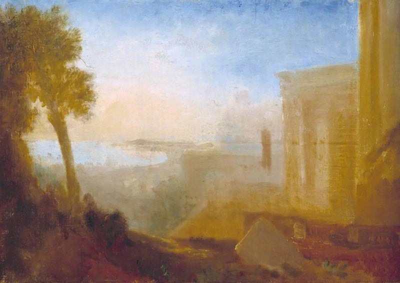 Blick auf die Küste mit klassischem Gebäude - J. M. W. Turner