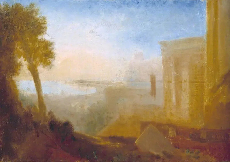 Blick auf die Küste mit klassischem Gebäude - J. M. W. Turner