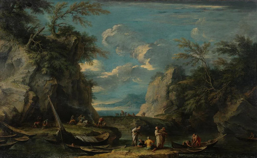Paesaggio con Pitagora e pescatori - Salvator Rosa