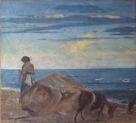 Paesaggio marino con guardiana di capre - Giovanni Boldini image 1 reproduction d’œuvre d’art à l’huile