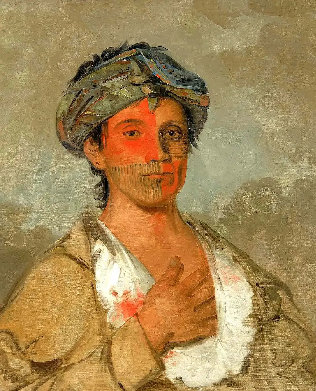 Pah-te-cóo-saw, homme hétéro, semi-civilisé - George Catlin image 1 reproduction artisanale de tableau