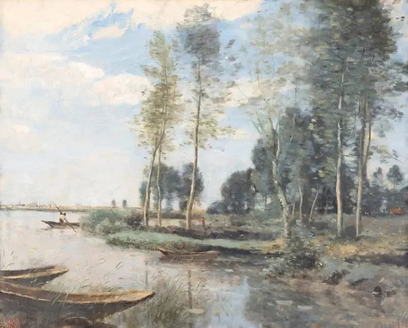 Palluel : langue de terre plantée dans les Marais - Jean-Baptiste Camille Corot image 1 tableau peint à l’huile sur toile