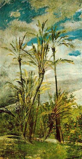 Palmen und Orangenbäume. Wandmalerei von Falconiera - Giovanni Boldini