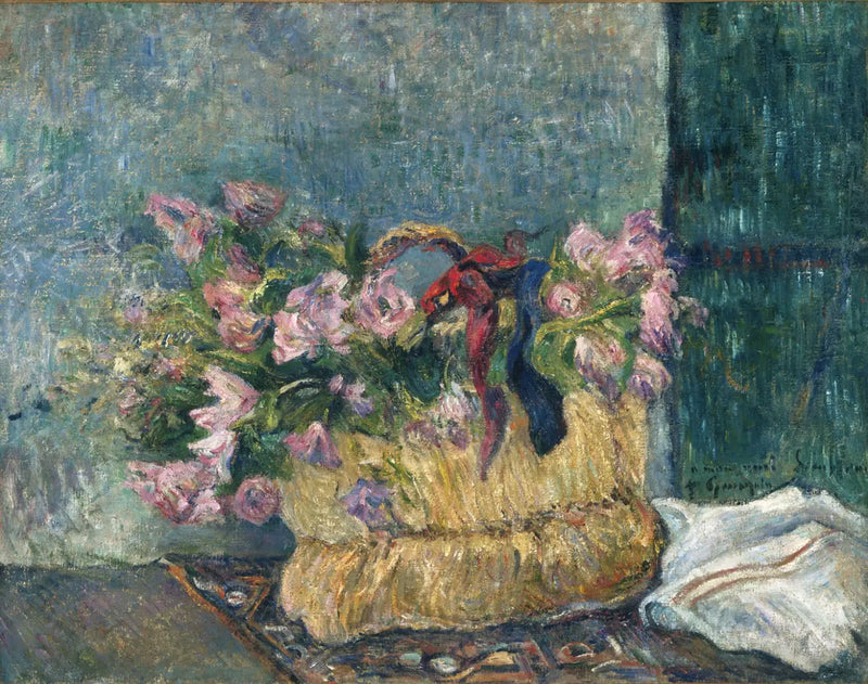 Blumenkorb oder Blumen in einem Korb - Paul Gauguin