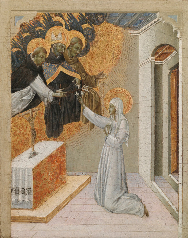 Flügelretabel-Panel: Heilige Katharina von Siena in dominikanischer Kleidung - Giovanni di Paolo