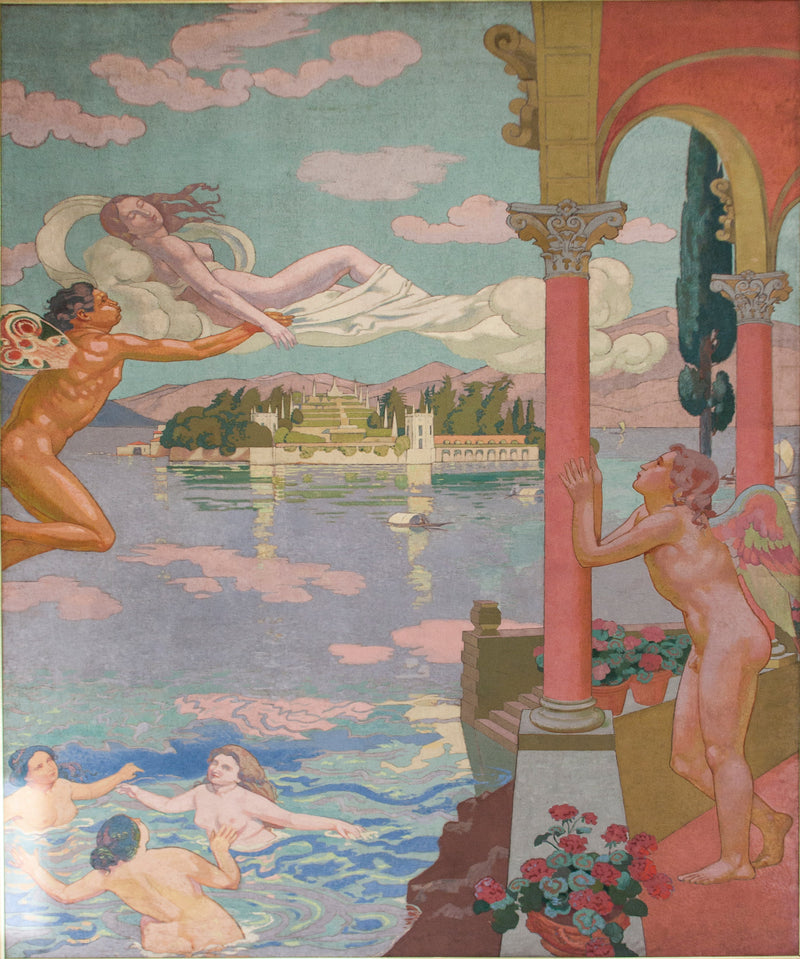 Tafel II. Der Zephyr, auf Befehl der Liebe, bringt Psyche auf eine Insel der Wonnen - Maurice Denis