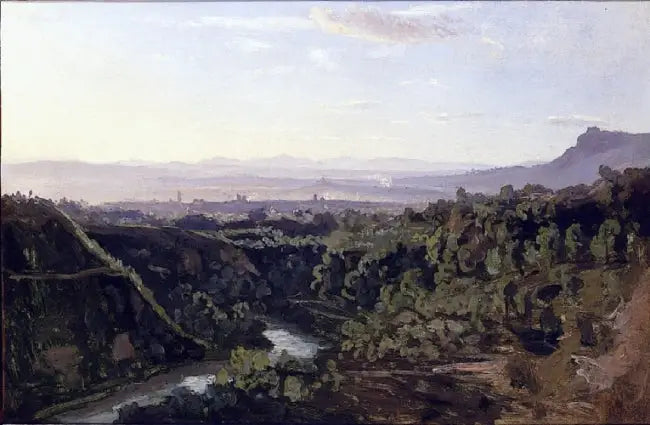 Papigno, steile und bewaldete Ufer - Jean-Baptiste Camille Corot