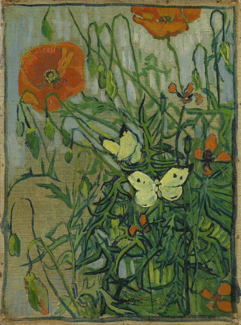 Schmetterlinge und Mohnblumen - Vincent van Gogh