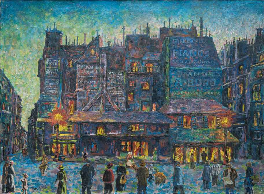 Paris, rue animée le soir - Maximilien Luce image 1 copie peinte à la main à l’huile