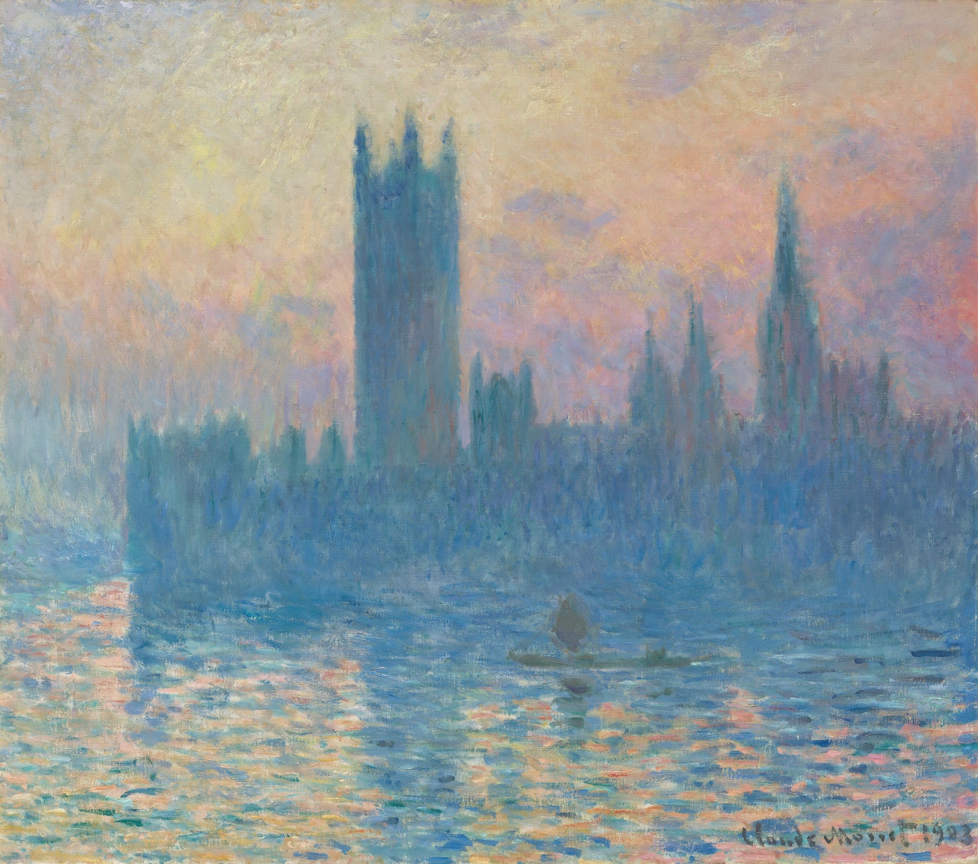 Le Parlement, coucher de soleil de Claude Monet, 1903 – National Gallery of Art 1963.10.48, Wildenstein 1598